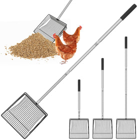 Lconvicely chicken-poop-scooper with extendable length for easy coop cleanup.