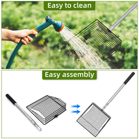 Lconvicely multi-purpose waste-scooper handy for pet waste in yard and litter areas.