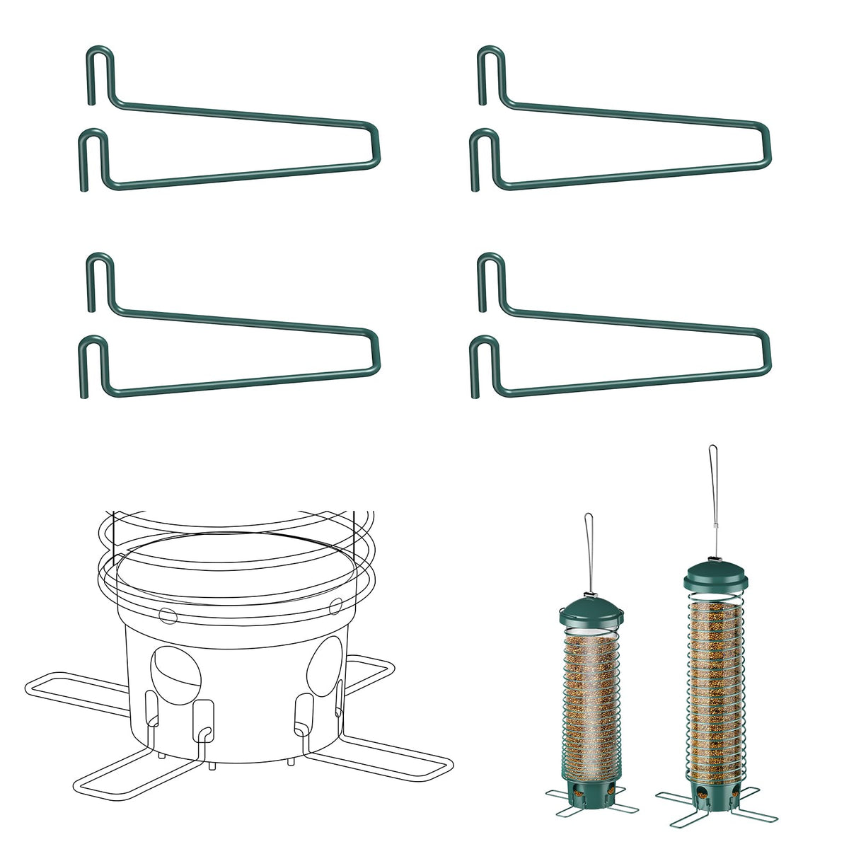 LCSEVEN metal feeding ports stand closeup highlighting durable construction for year-round feeding.