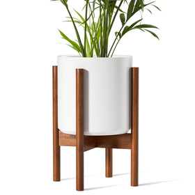 LE TAUCI 10-inch planter with acacia stand for indoor decor