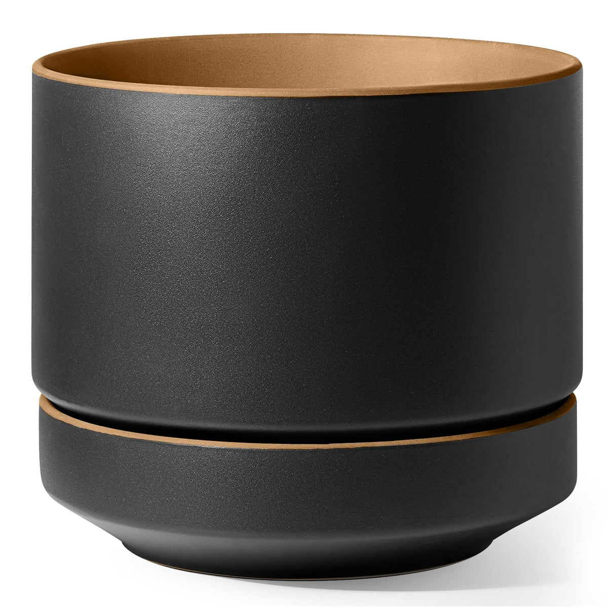 LE TAUCI 12-inch pot with saucer enables clean drainage and stable placement.