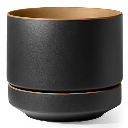 LE TAUCI 12-inch pot with saucer enables clean drainage and stable placement.