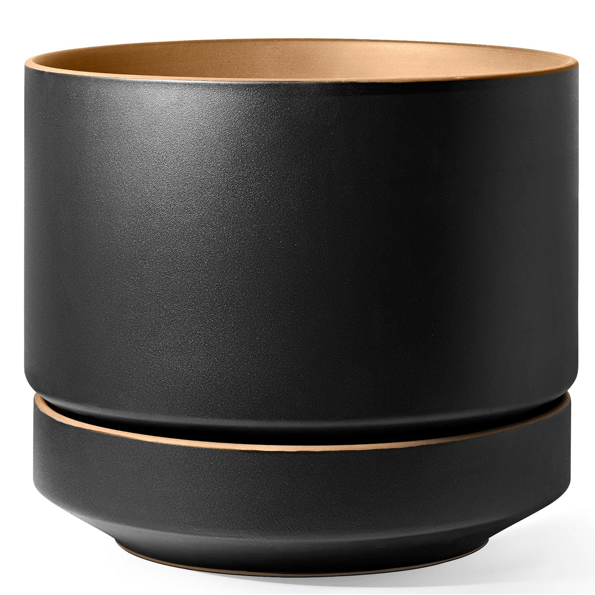 LE TAUCI 14in plant pot exterior obsidian glaze for a sleek indoor or outdoor look