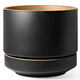 LE TAUCI 14in plant pot exterior obsidian glaze for a sleek indoor or outdoor look