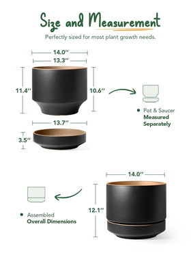 LE TAUCI 14in plant pot saucer with drainage promotes neat water flow