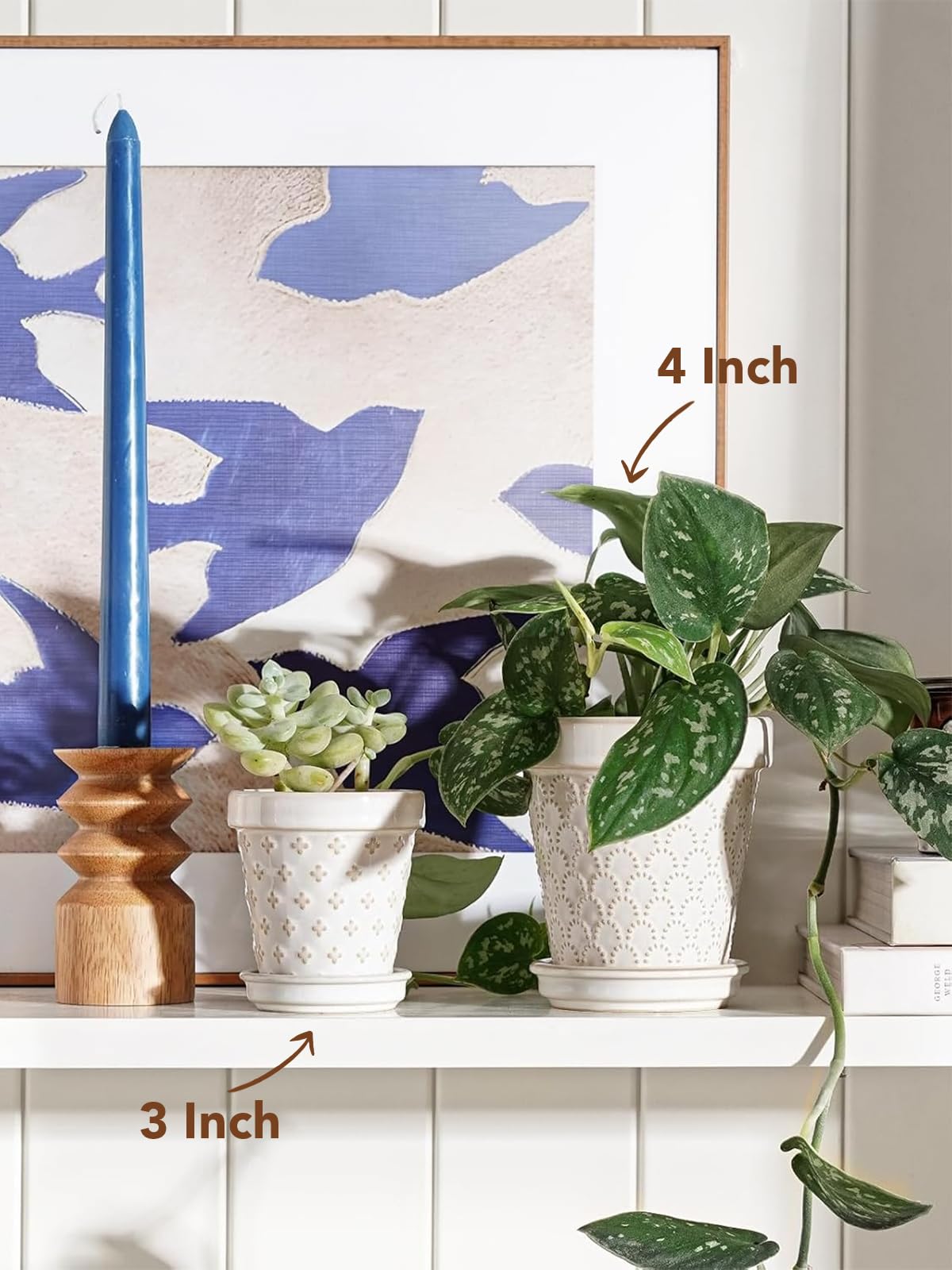 LE TAUCI Arctic White with embossed pattern adds elegant accent to shelves