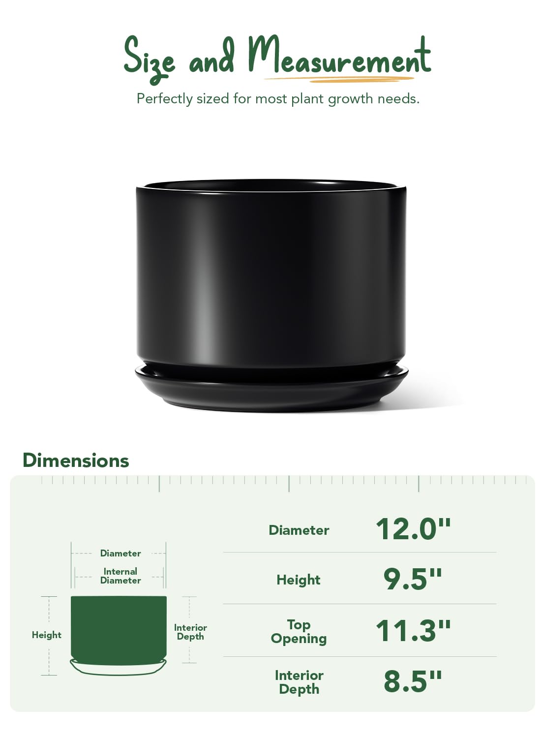 LE TAUCI black ceramic planter suited for sunlit spaces and durability.
