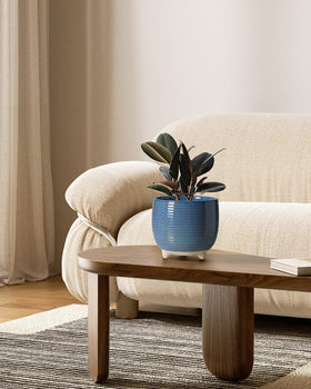 LE TAUCI ceramic plant pot 6-4 inch with reactive glaze blue, great for larger greens.