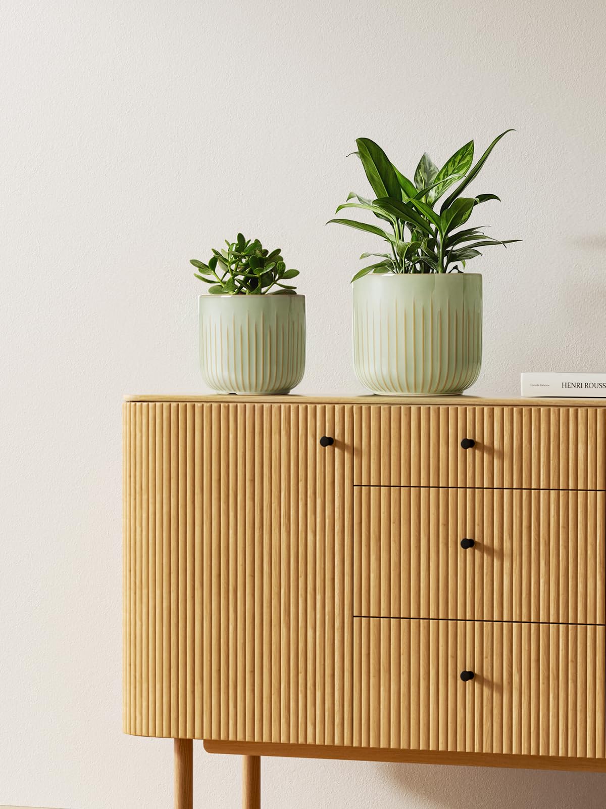 LE TAUCI 7-inch sage-glazed planter adds layered height