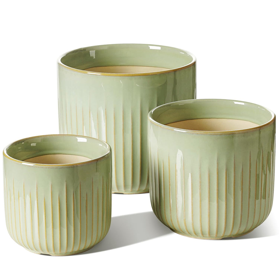 LE TAUCI ceramic planter 8.3-inch sage glaze for stylish indoor display