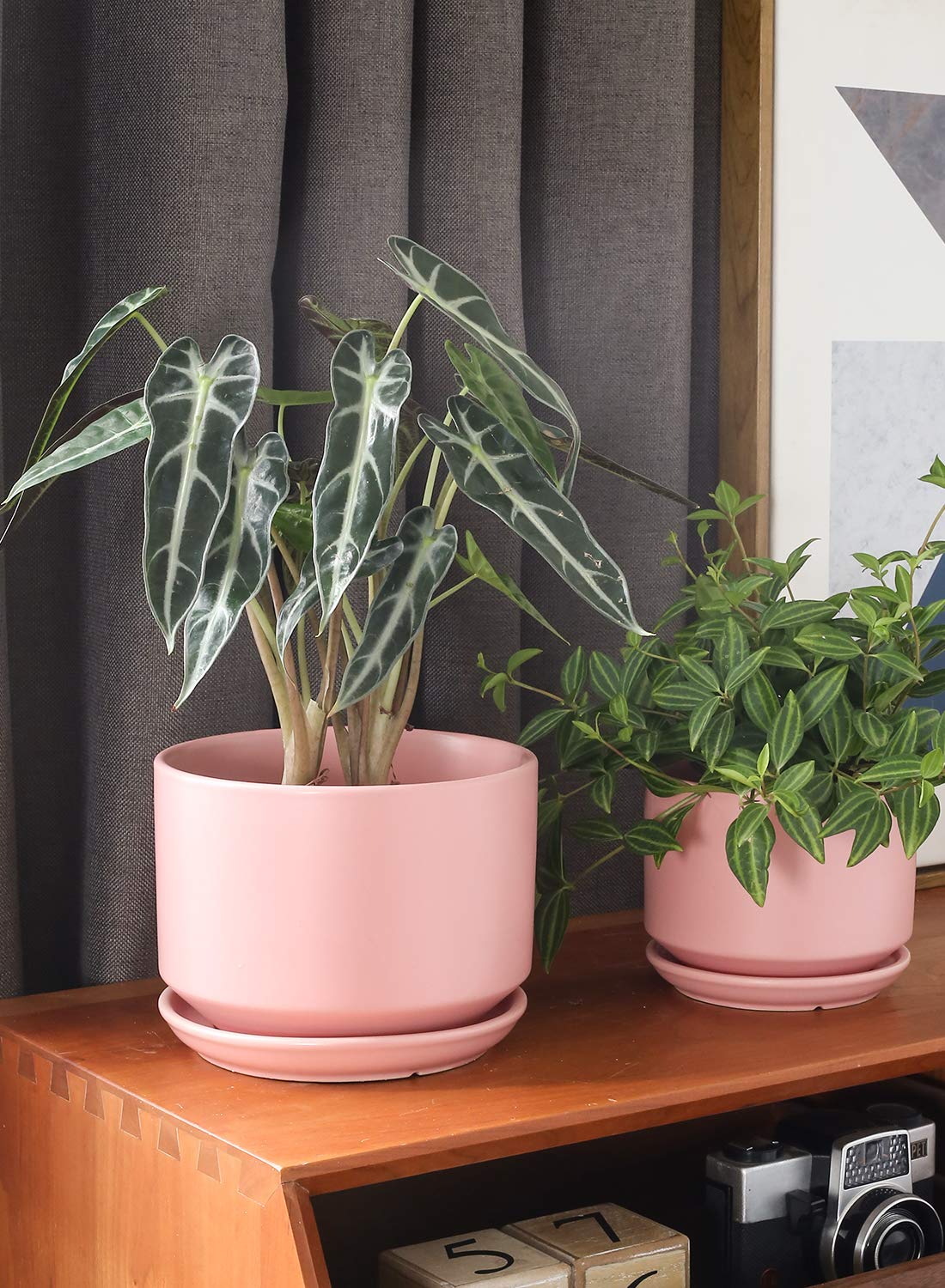 LE TAUCI ceramic pot 5-3 inch with saucer in pink finish