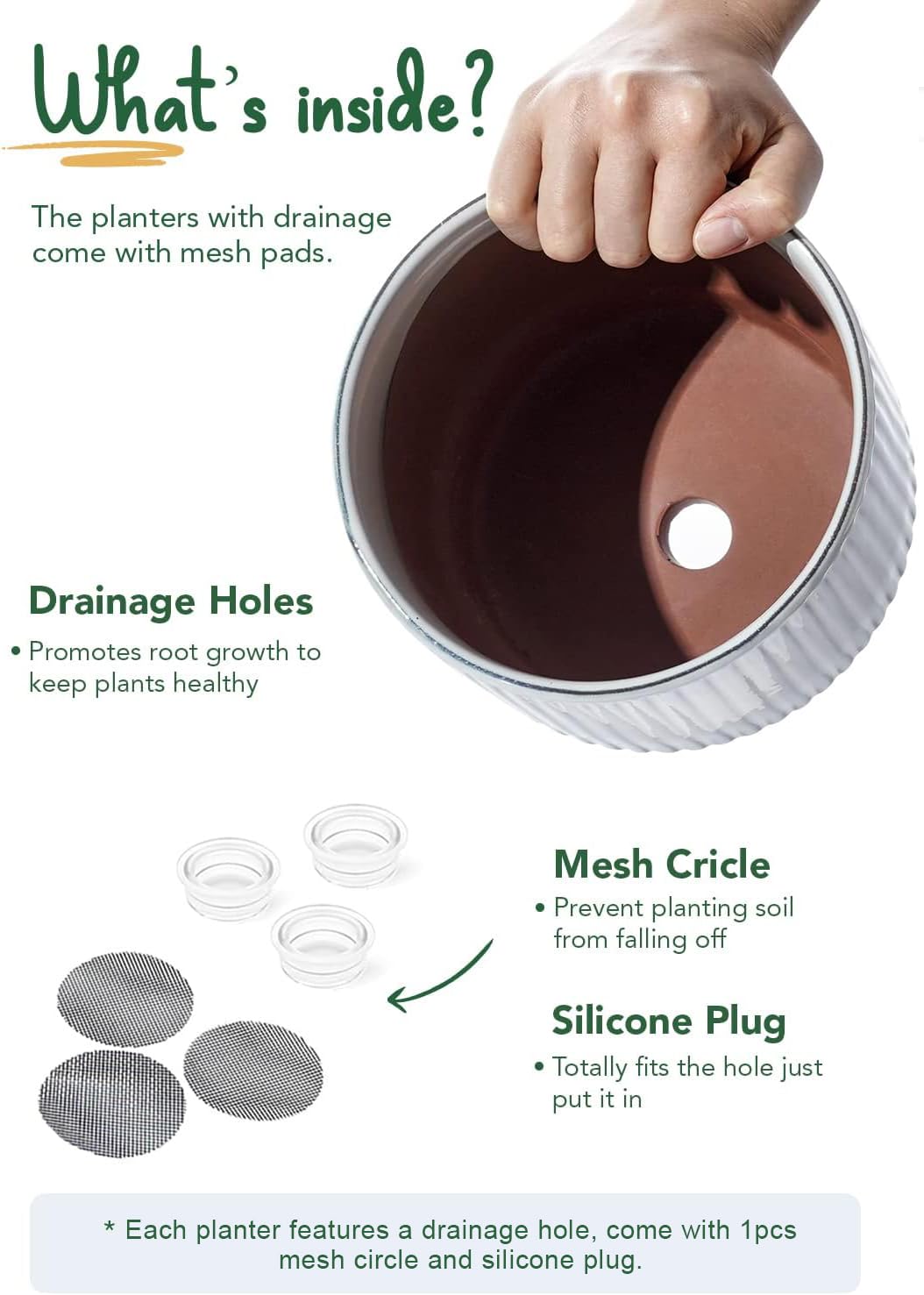 Mesh pads from LE TAUCI keep soil in place while draining