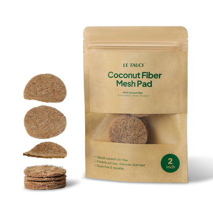 LE TAUCI coconut coir drainage pad for 2-inch bonsai pots reduces soil loss.