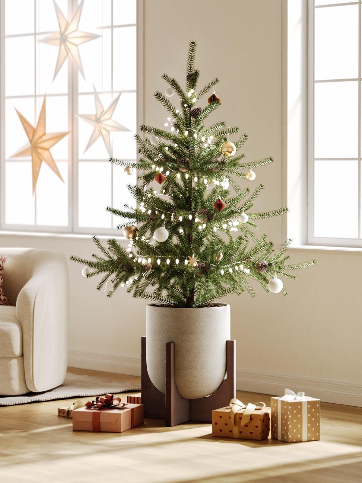 LE TAUCI easy-assembly stand ensures stable plant placement