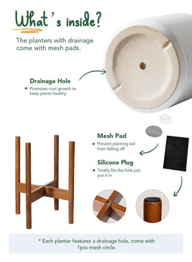 planter sits on floor-level feet pads to protect floors