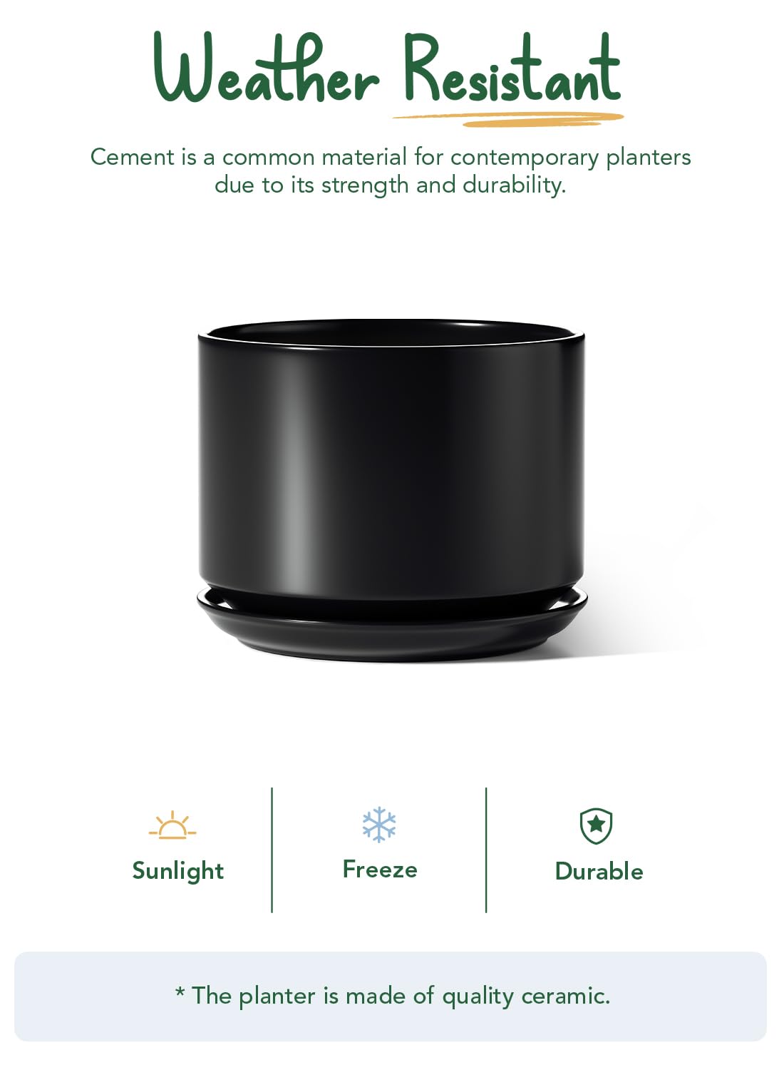 LE TAUCI planter with saucer and mesh pad promotes soil ventilation.