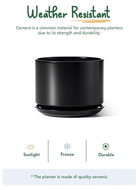 LE TAUCI planter with saucer and mesh pad promotes soil ventilation.