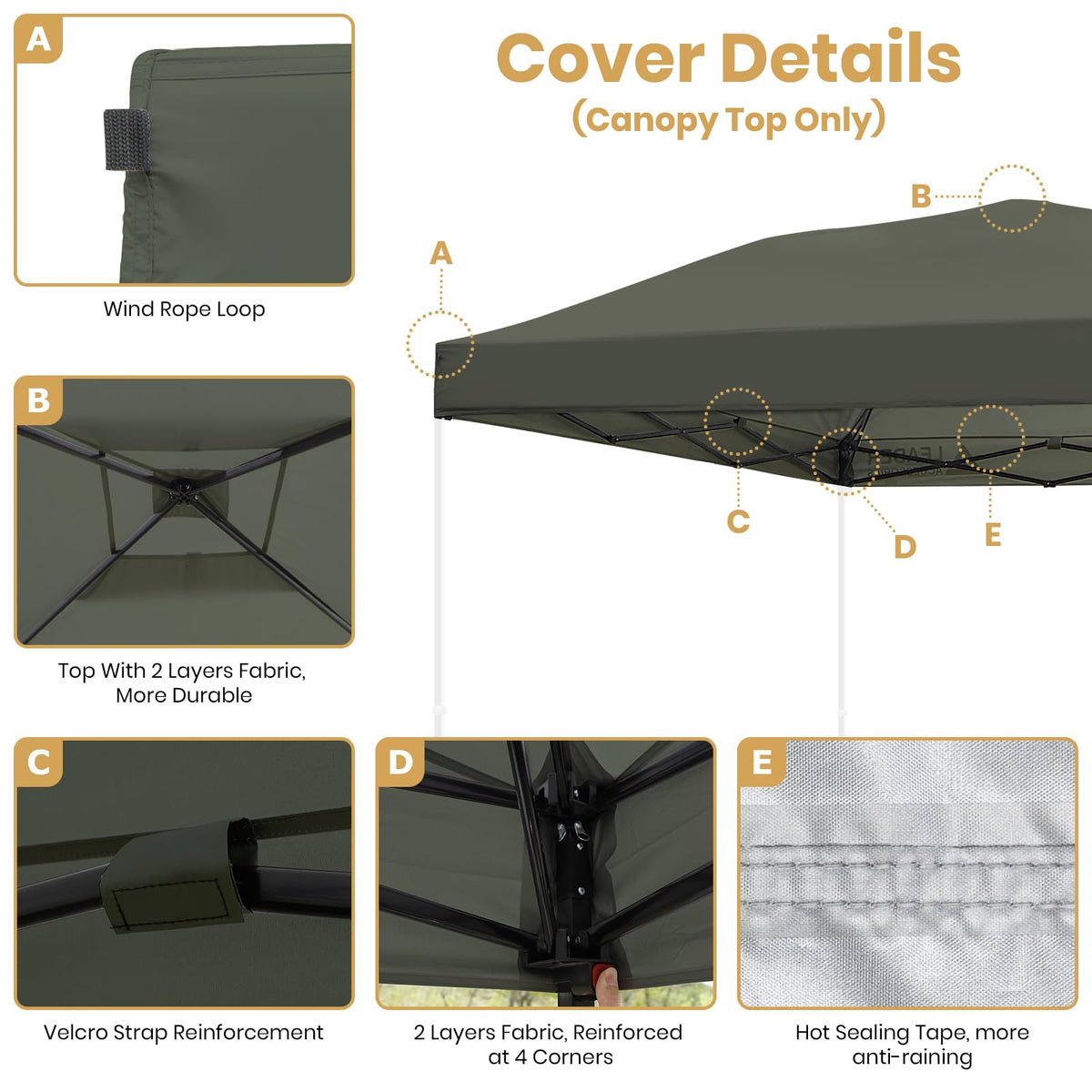 Folded Leader Accessories canopy top cover shown for portable storage and transport.