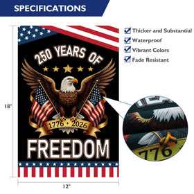 Leadinor 250th Anniversary USA Flag back view with eagle and flags design.