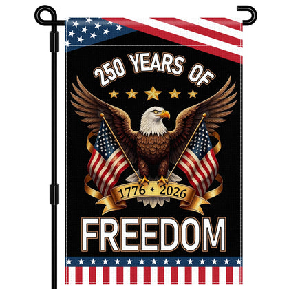 Leadinor 250th Anniversary USA Flag on burlap, double-sided for yard display.