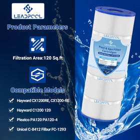 Leadpool C1200 120sqft filtration area supports thorough cleaning for larger pools.