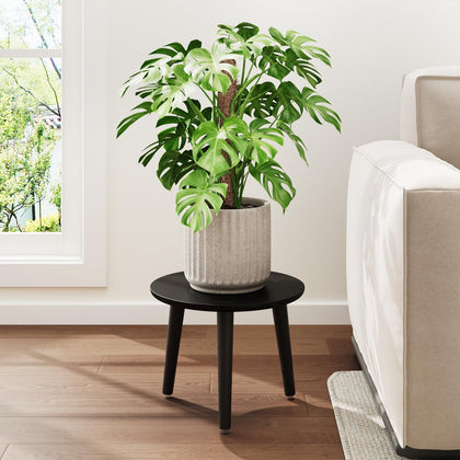 Leaf&lull black plant stand top view showing 11-inch surface for larger pots
