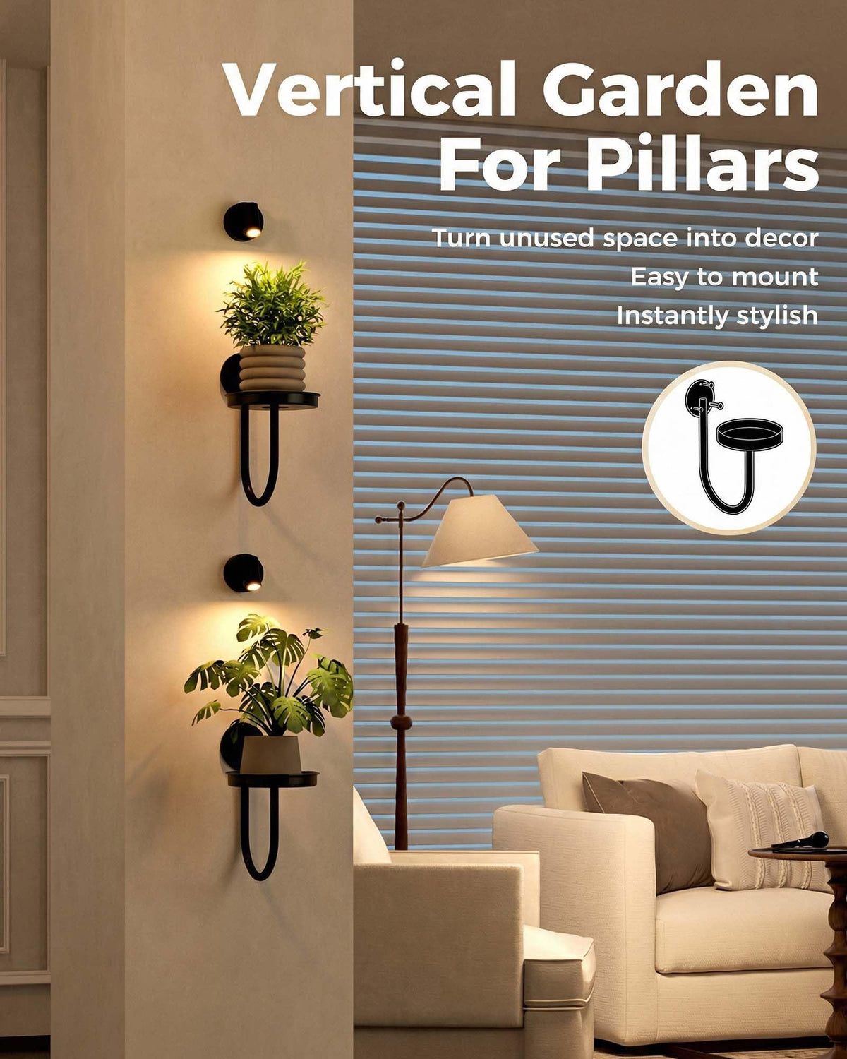 Leaf&lull hanging plant holder in black, perfect for modern interiors.