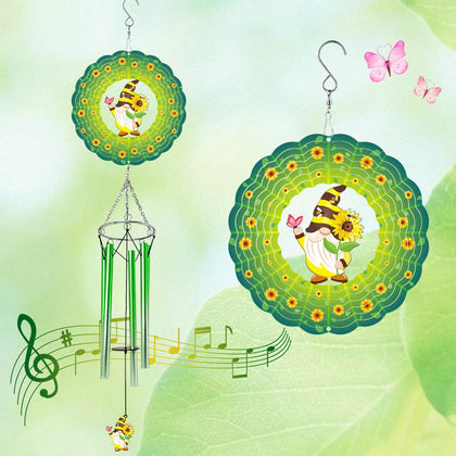 Leafcraft Green Sunflower Gnome Wind Spinner adds eye-catching 3D motion to your garden.