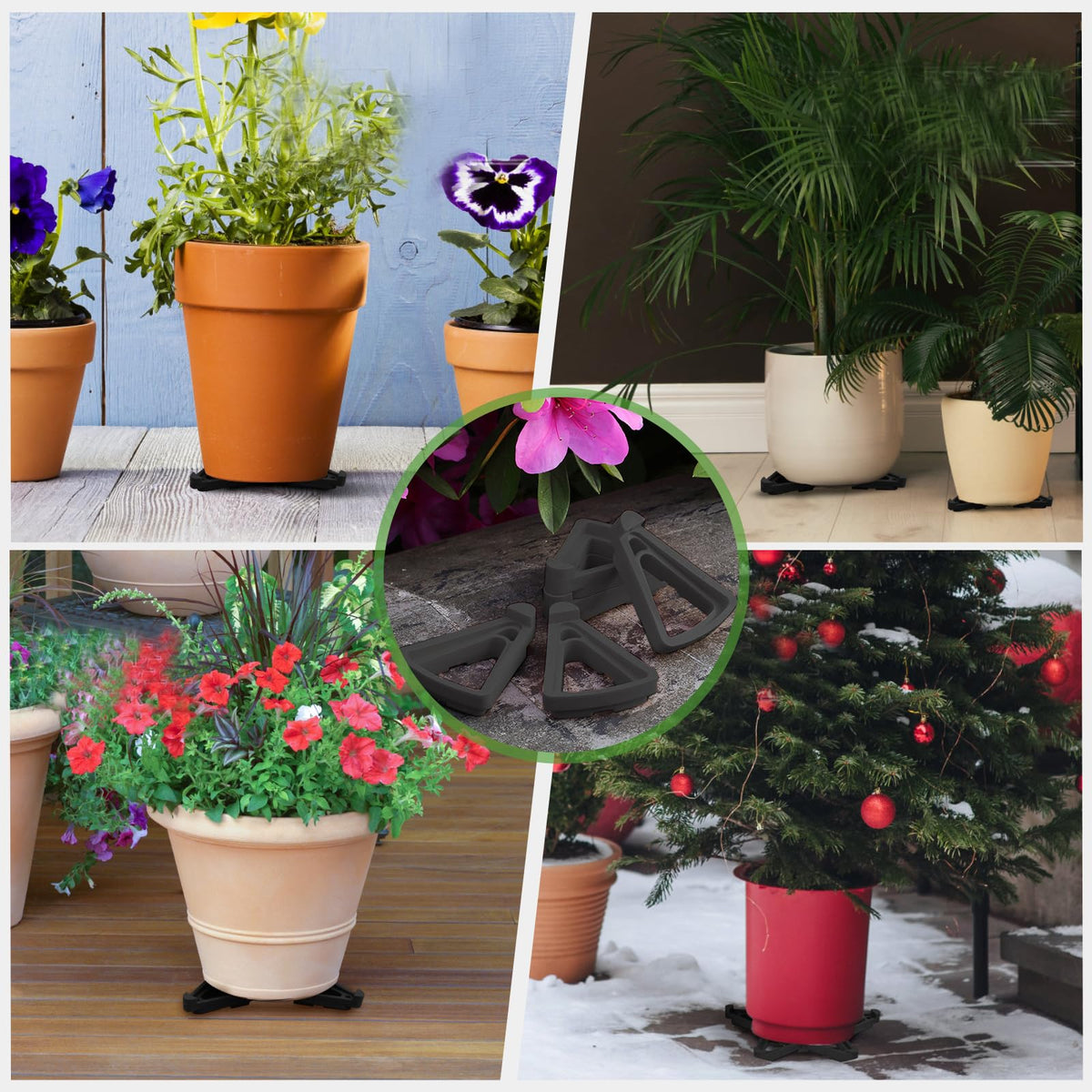LeafLassie easy-install pot feet demonstrate quick placement under a pot