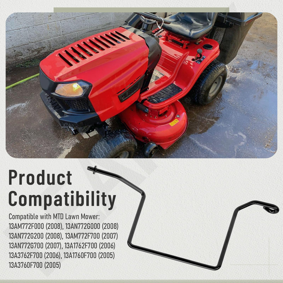 LEAFLEX belt-keeper-rod ensures drive belt guidance on Yard Machines.