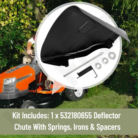 LEAFLEX deflector compatible with Husqvarna and Poulan 48-inch models for efficient debris control