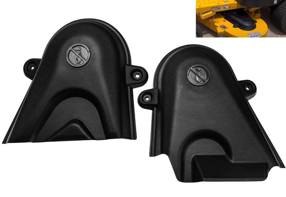 Leaflex Hustler Raptor left pulley cover secures underdeck components for smoother operation
