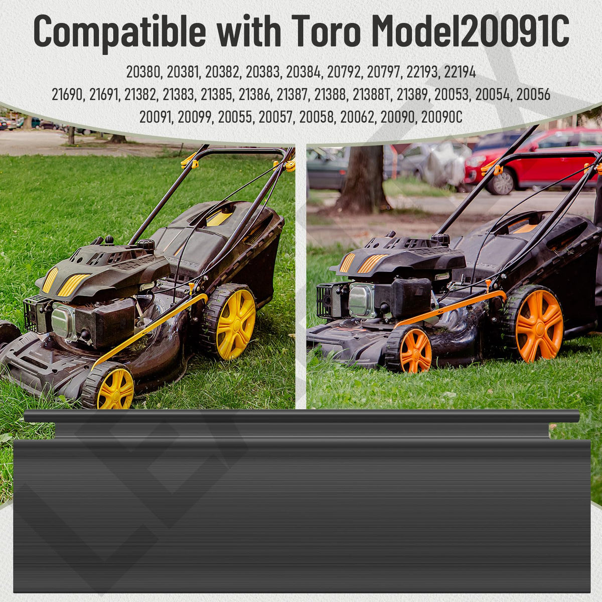Leaflex shield on mower demonstrates easy setup.
