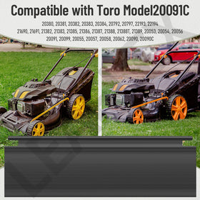 Leaflex shield on mower demonstrates easy setup.
