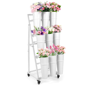 LEALIBAUSS 3ft flower display stand with nine removable buckets for versatile indoor florals