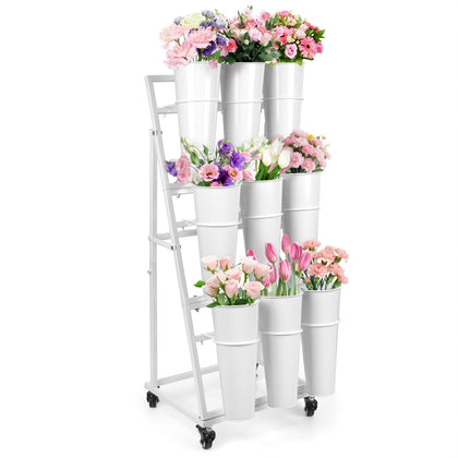 LEALIBAUSS 3ft flower display stand with nine removable buckets for versatile indoor florals