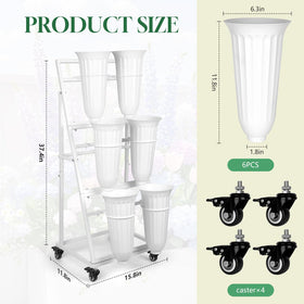 LEALIBAUSS flower display stand side view showing sturdy frame in white finish.