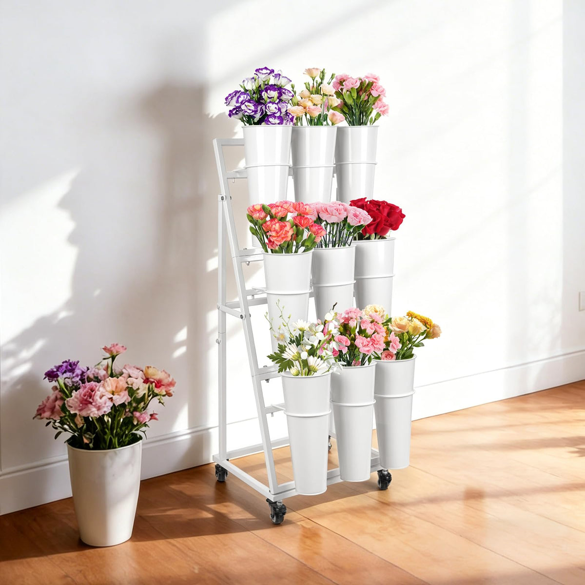 Three-tier LEALIBAUSS display enhances wedding or party floral arrangements