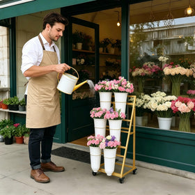 LEALIBAUSS flower stand gold three-tier focuses on space-saving, multi-flower styling options.