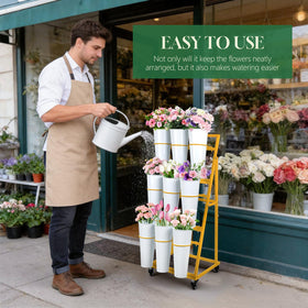 LEALIBAUSS three-tier bouquet shelf keeps blooms well-lit without crowding.