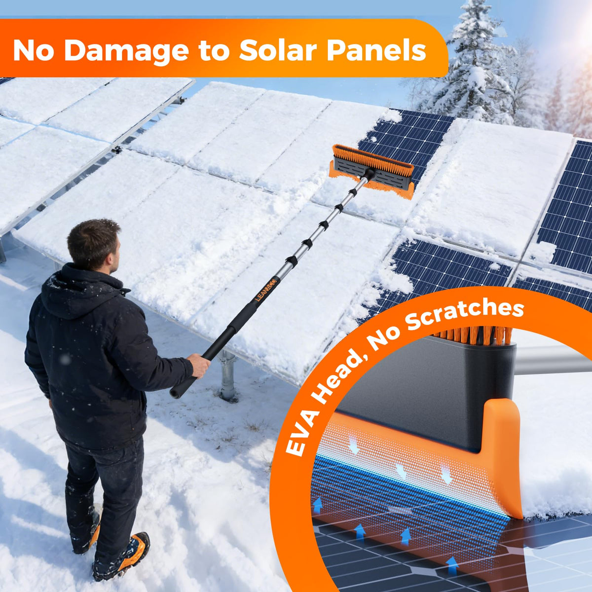 Leanaco 21ft telescoping pole enables safe ladder-free roof cleaning