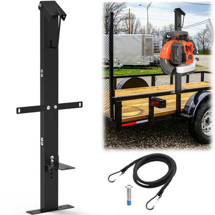 Leanaco blower rack trailer base adjustable demonstrates customizable height for secure backpack blower mounting.