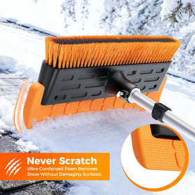 Leanaco patented 16-inch arc brush head for fast broad snow removal