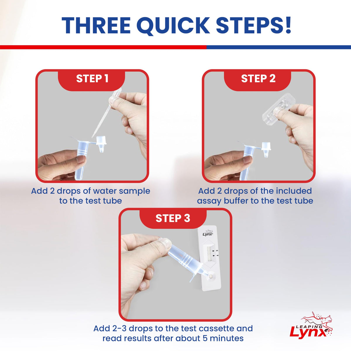 Leaping Lynx instruction card provides clear testing steps