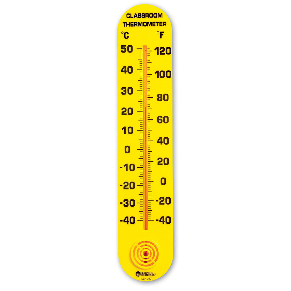 Learning Resources Classroom Thermometer wall-mounted display supports quick temperature checks.