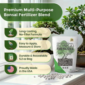 Leaves and Soul 18-6-8 bonsai pellets deliver slow-release nutrients for growth