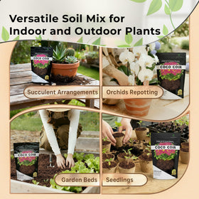 Leaves and Soul USA-made coco coir supports indoor and outdoor gardening