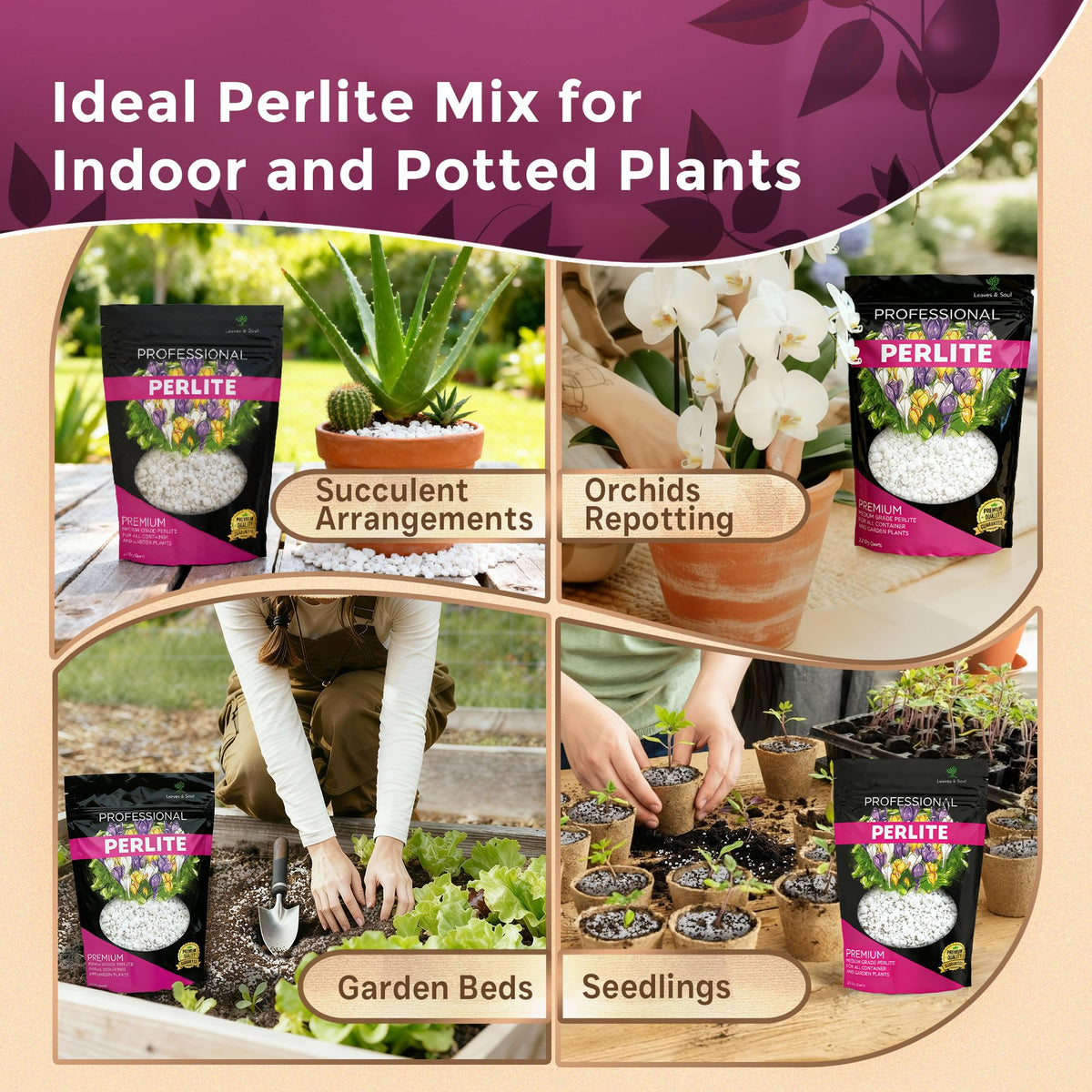 Leaves and Soul perlite packaging stores easily and is made in the USA.