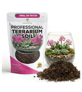 Leaves and Soul terrarium soil bag close-up texture showing balanced moisture