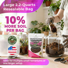 Leaves and Soul USA-made terrarium soil label signaling reliable, quality performance